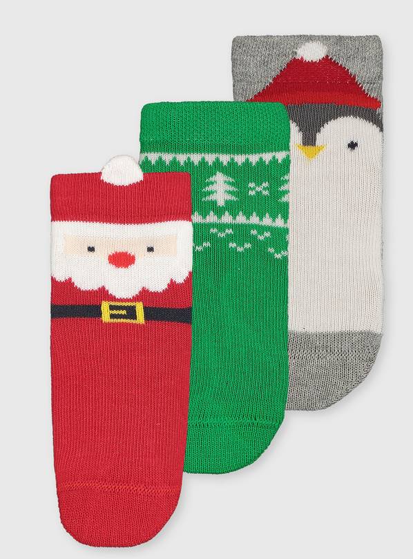 Christmas Santa, Fair Isle & Penguin Socks 1-6 months